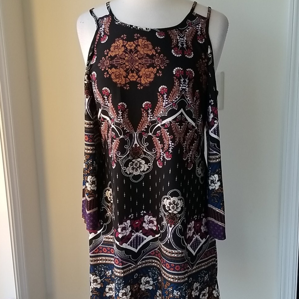 Cold Shoulder Printed Dress